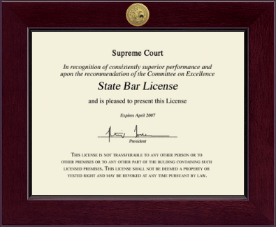 State of Illinois certificate frame - Century Gold Engraved Certificate Frame in Cordova