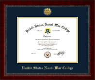 United States Naval War College Gold Engraved Medallion Diploma Frame in Sutton