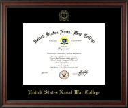 United States Naval War College Gold Embossed Diploma Frame in Studio