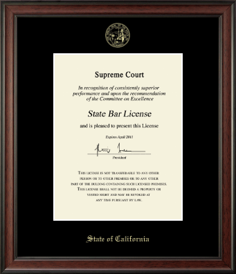 State of California certificate frame - Gold Embossed Certificate Frame in Studio