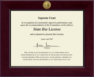 State of California certificate frame - Century Gold Engraved Certificate Frame in Cordova