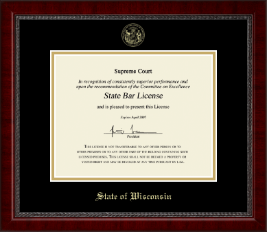 State of Wisconsin certificate frame - Gold Embossed Certificate Frame in Sutton