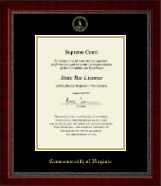 Commonwealth of Virginia certificate frame - Gold Embossed Certificate Frame in Sutton