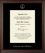 Commonwealth of Virginia certificate frame - Gold Embossed Certificate Frame in Studio