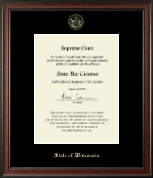 State of Wisconsin Gold Embossed Certificate Frame in Studio