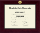 Westfield State University Century Gold Engraved Diploma Frame in Cordova