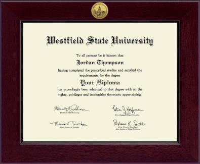 Westfield State University diploma frame - Century Gold Engraved Diploma Frame in Cordova