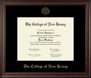 The College of New Jersey Gold Embossed Diploma Frame in Studio