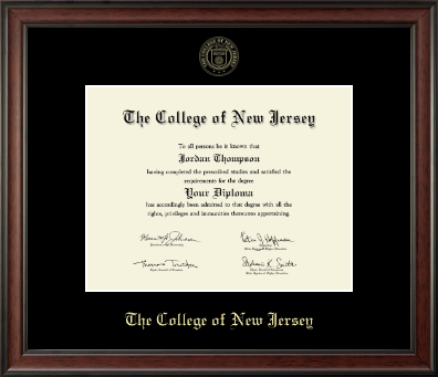The College of New Jersey diploma frame - Gold Embossed Diploma Frame in Studio