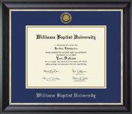 Williams Baptist University diploma frame - Gold Engraved Medallion Diploma Frame in Noir