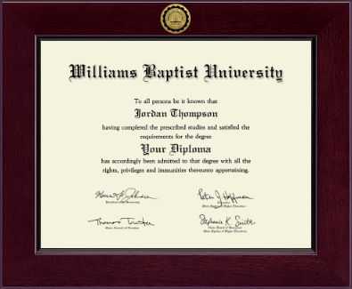 Williams Baptist University diploma frame - Century Gold Engraved Diploma Frame in Cordova