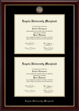 Loyola University Maryland diploma frame - Masterpiece Medallion Double Diploma Frame in Gallery