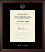 State of Texas Gold Embossed Certificate Frame in Studio