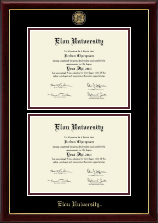 Elon University Masterpiece Medallion Double Diploma Frame in Gallery
