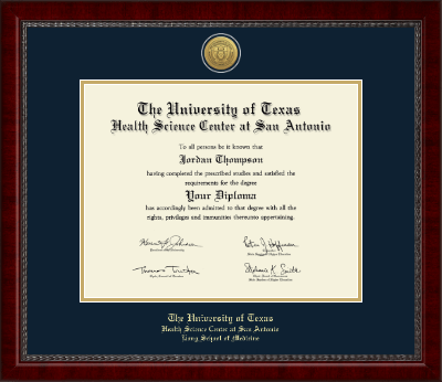 UT Health Science Center at San Antonio diploma frame - Gold Engraved Medallion Diploma Frame in Sutton