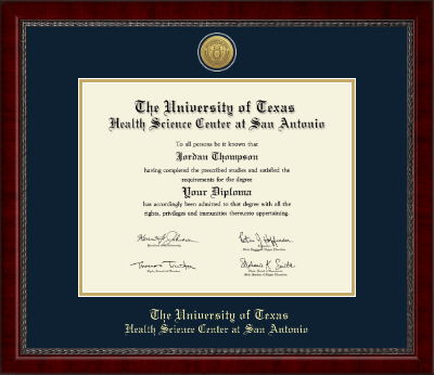 UT Health Science Center at San Antonio diploma frame - Gold Engraved Medallion Diploma Frame in Sutton