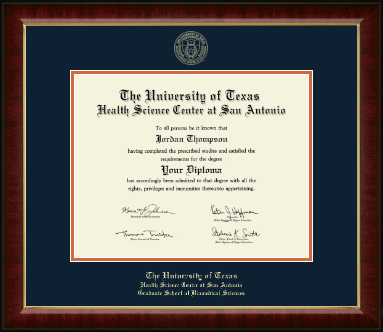 UT Health Science Center at San Antonio diploma frame - Gold Embossed Diploma Frame in Murano