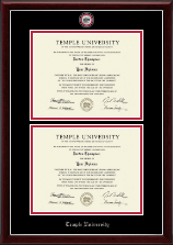 Temple University Masterpiece Medallion Double Diploma Frame in Gallery Silver