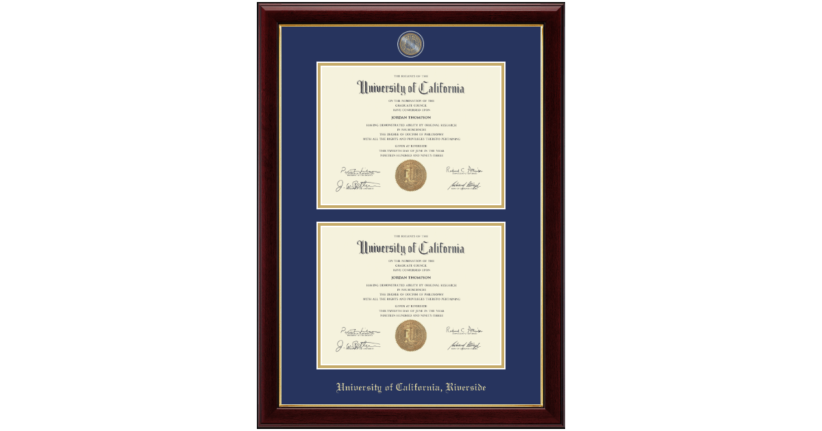 Masterpiece Medallion Double Diploma Frame in Gallery University of