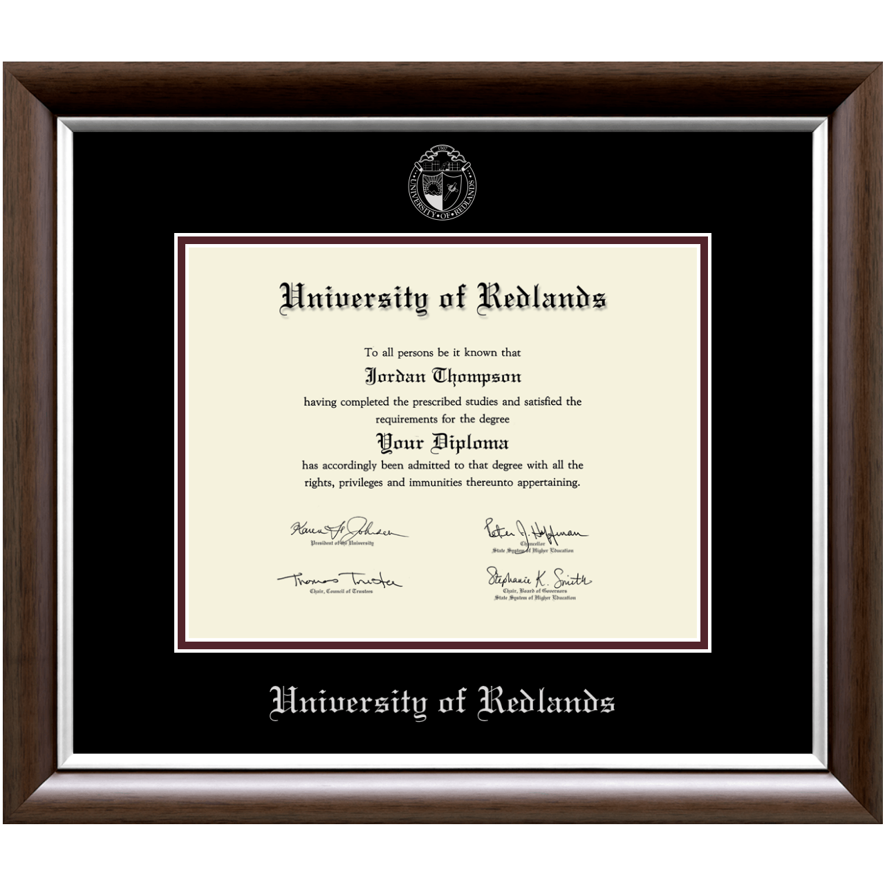 Silver Embossed Diploma Frame in Devonshire University of Redlands