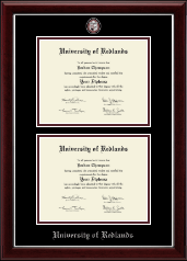University of Redlands Masterpiece Medallion Double Diploma Frame in Gallery Silver