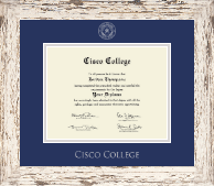 Cisco College Silver Embossed Diploma Frame in Barnwood White