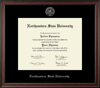 Northeastern State University Tahlequah diploma frame - Silver Embossed Diploma Frame in Studio