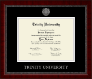 Trinity University diploma frame - Silver Engraved Medallion Diploma Frame in Sutton