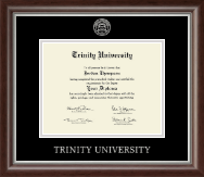 Trinity University Silver Embossed Diploma Frame in Devonshire