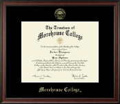 Morehouse College Gold Embossed Diploma Frame in Studio