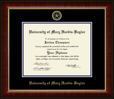 University of Mary Hardin-Baylor diploma frame - Gold Embossed Diploma Frame in Murano