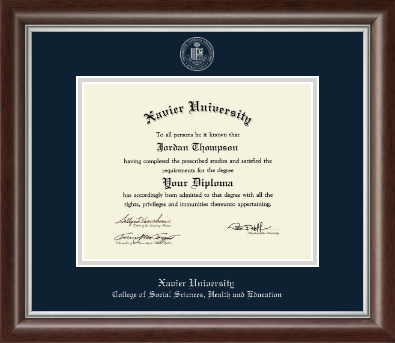 Xavier University diploma frame - Silver Embossed Diploma Frame in Devonshire