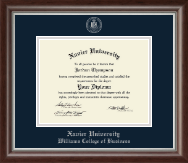 Xavier University diploma frame - Silver Embossed Diploma Frame in Devonshire