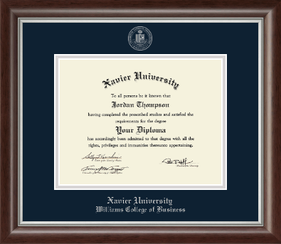 Xavier University diploma frame - Silver Embossed Diploma Frame in Devonshire