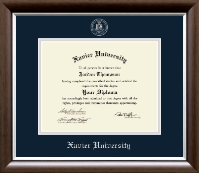 Xavier University diploma frame - Silver Embossed Diploma Frame in Devonshire