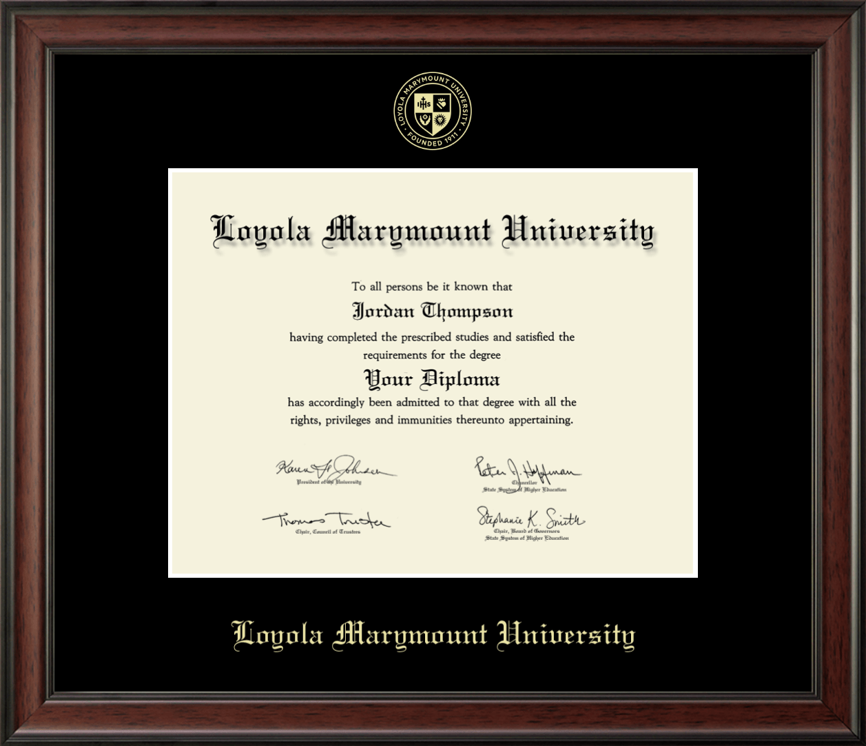 Loyola Marymount University Gold Embossed Diploma Frame in Studio Item 336050 from Loyola