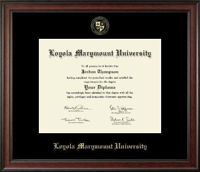 Loyola Marymount University diploma frame - Gold Embossed Diploma Frame in Studio