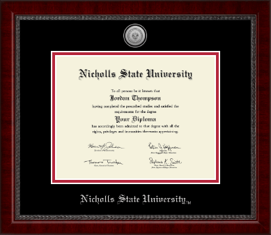 Nicholls State University diploma frame - Silver Engraved Medallion Diploma Frame in Sutton