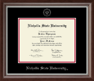 Nicholls State University Silver Embossed Diploma Frame in Devonshire