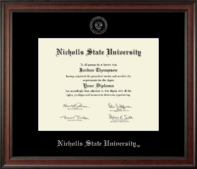 Nicholls State University diploma frame - Silver Embossed Diploma Frame in Studio