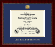 San Jose State University Gold Engraved Medallion Diploma Frame in Sutton