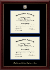 Indiana State University Masterpiece Medallion Double Diploma Frame in Gallery