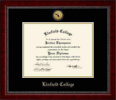 Linfield College diploma frame - Gold Engraved Medallion Diploma Frame in Sutton