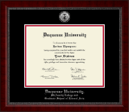 Duquesne University diploma frame - Silver Engraved Medallion Diploma Frame in Sutton