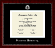 Duquesne University Silver Engraved Medallion Diploma Frame in Sutton