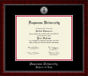 Duquesne University Silver Engraved Medallion Diploma Frame in Sutton