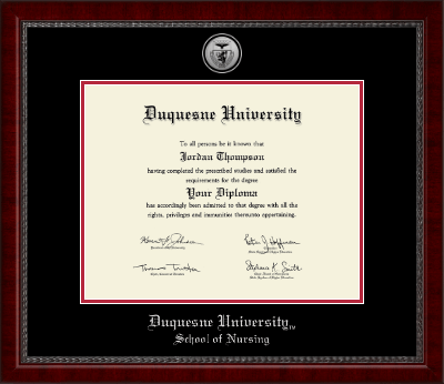 Duquesne University diploma frame - Silver Engraved Medallion Diploma Frame in Sutton