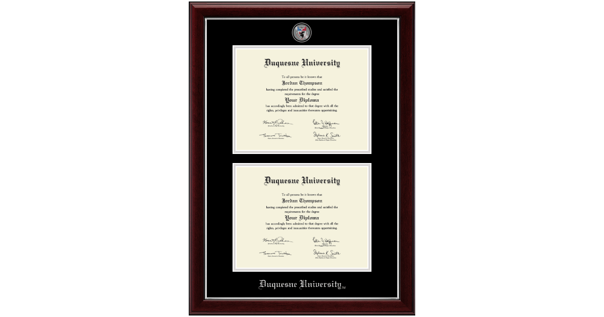 Masterpiece Medallion Double Diploma Frame in Gallery Silver Duquesne
