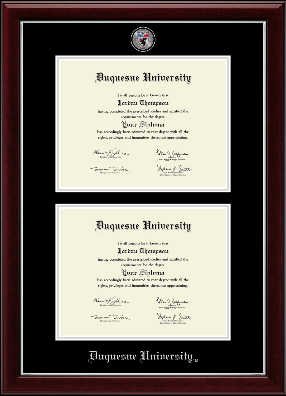 Duquesne University Masterpiece Medallion Double Diploma Frame in