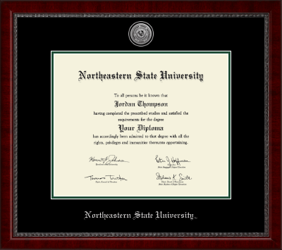 Northeastern State University Tahlequah diploma frame - Master's Silver Engraved Medallion Diploma Frame in Sutton